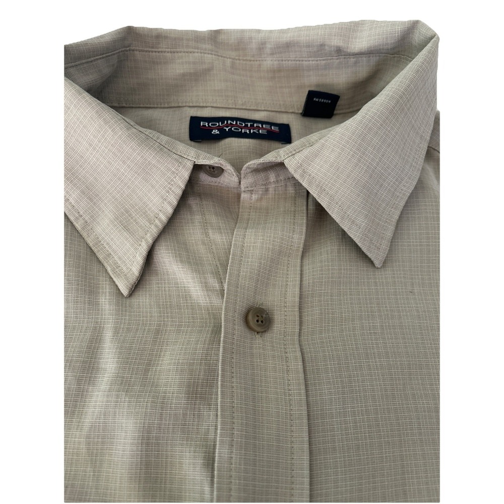 Tall Men’s Roundtree & Yorke S/S  Button Front Shirt Modal Blend XLT Taupe Khaki